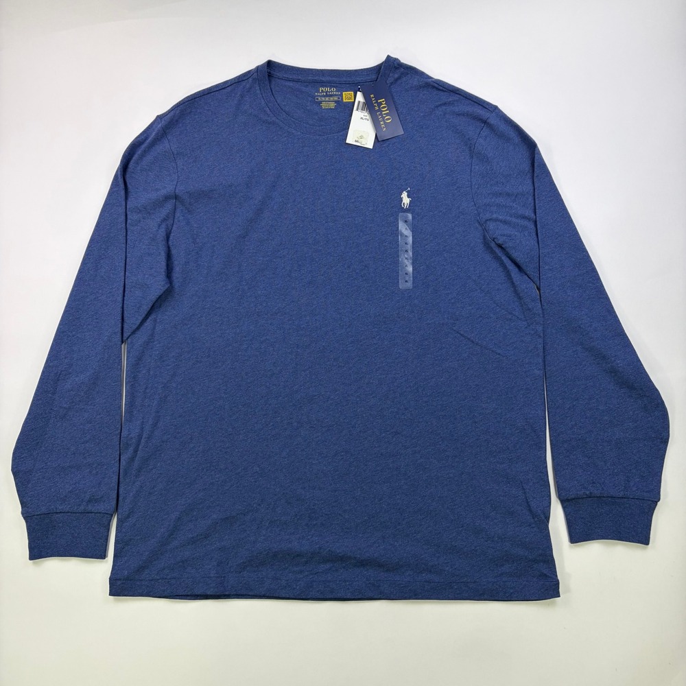 Polo Ralph Lauren Long Sleeve T-Shirt Mens XL Blue Heather Pony Logo NWT